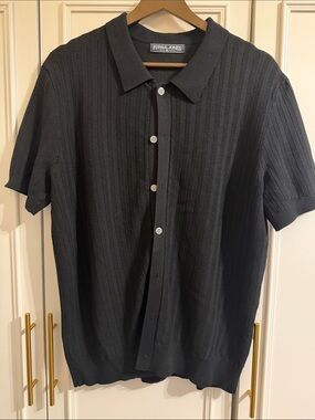 PJ Paul Jones Men's Black Short-Sleeve Button Down Shirt